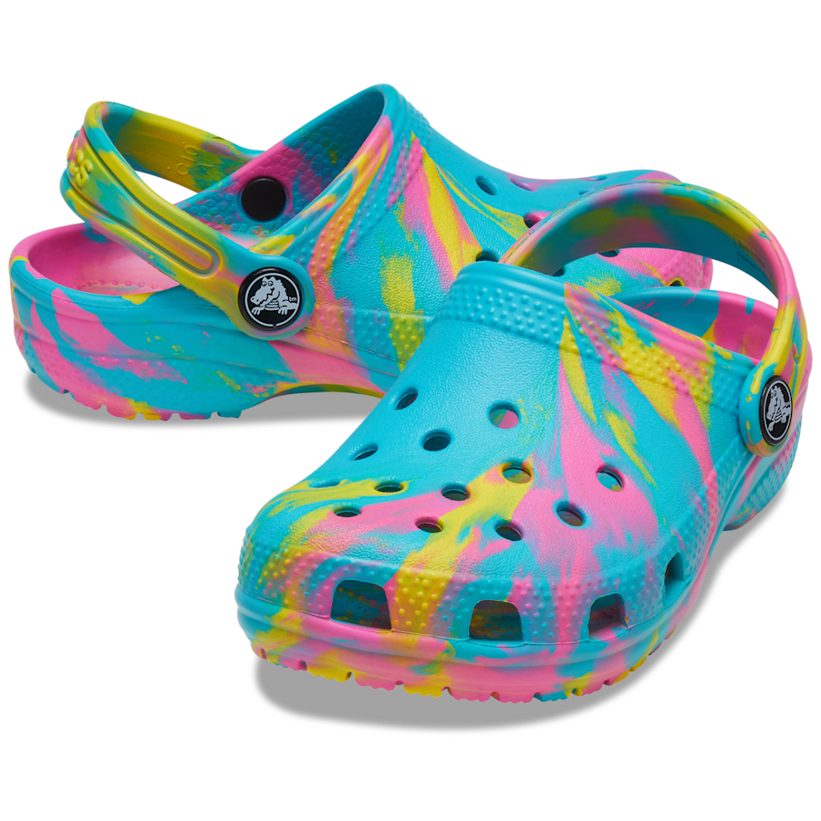 Digital Aqua / Multi Kids' Classic Marbled Clog - Pair - Crocs