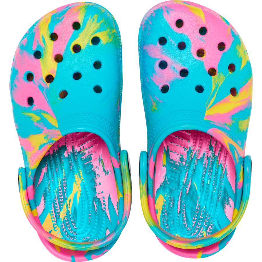 Digital Aqua / Multi Kids' Classic Marbled Clog - Top - Crocs