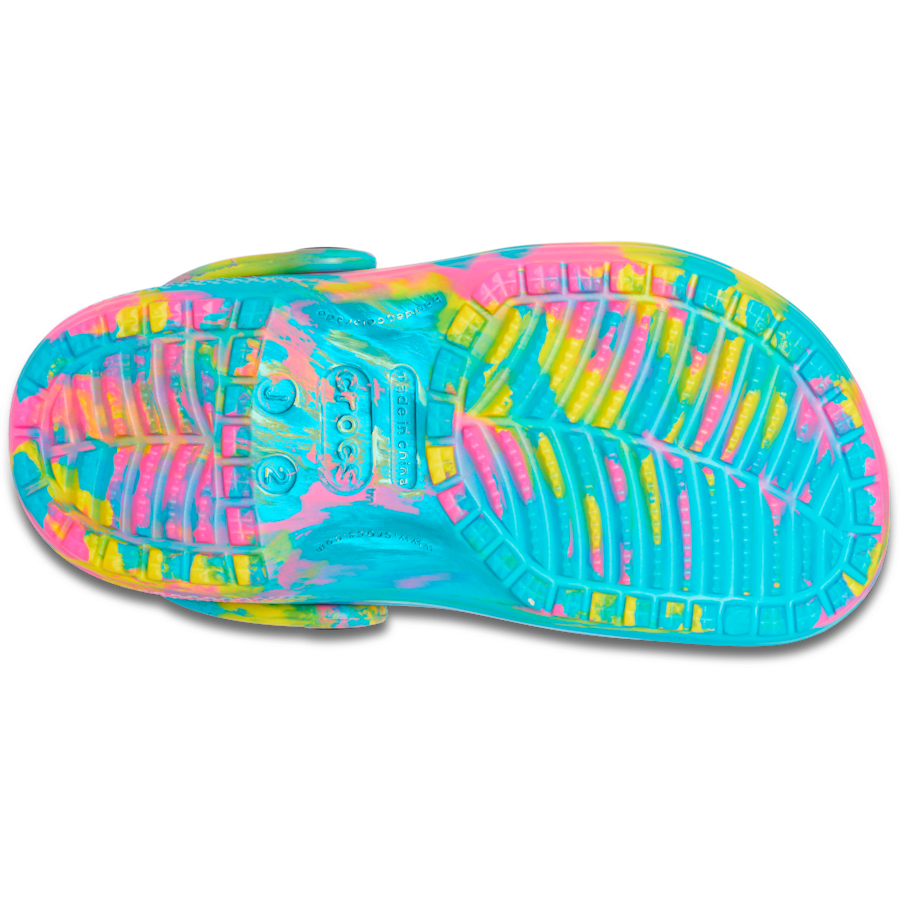 Digital Aqua / Multi Kids' Classic Marbled Clog - Bottom - Crocs