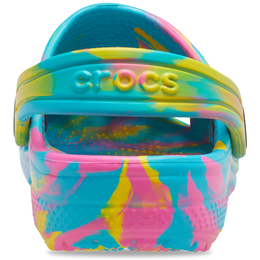 Digital Aqua / Multi Kids' Classic Marbled Clog - Back - Crocs