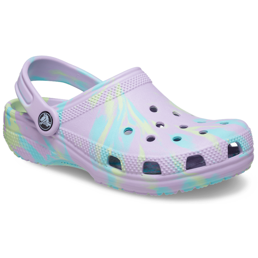 Lavender / Multi Kids' Classic Marbled Clog - Angle - Crocs