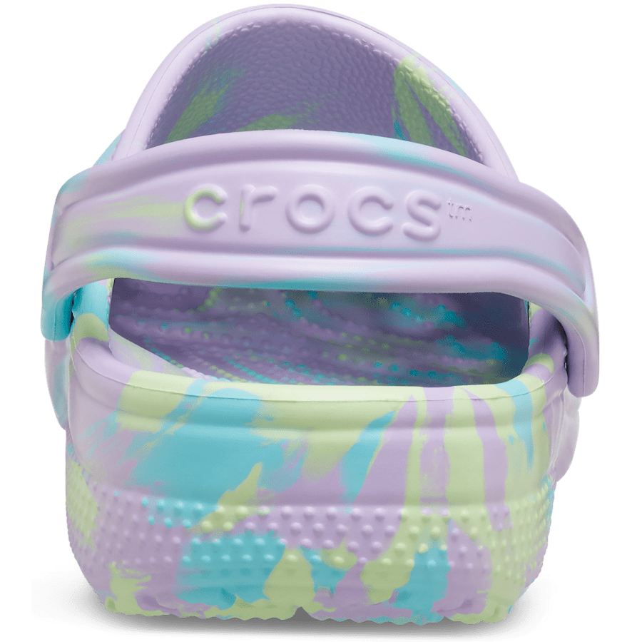 Lavender / Multi Kids' Classic Marbled Clog - Back - Crocs