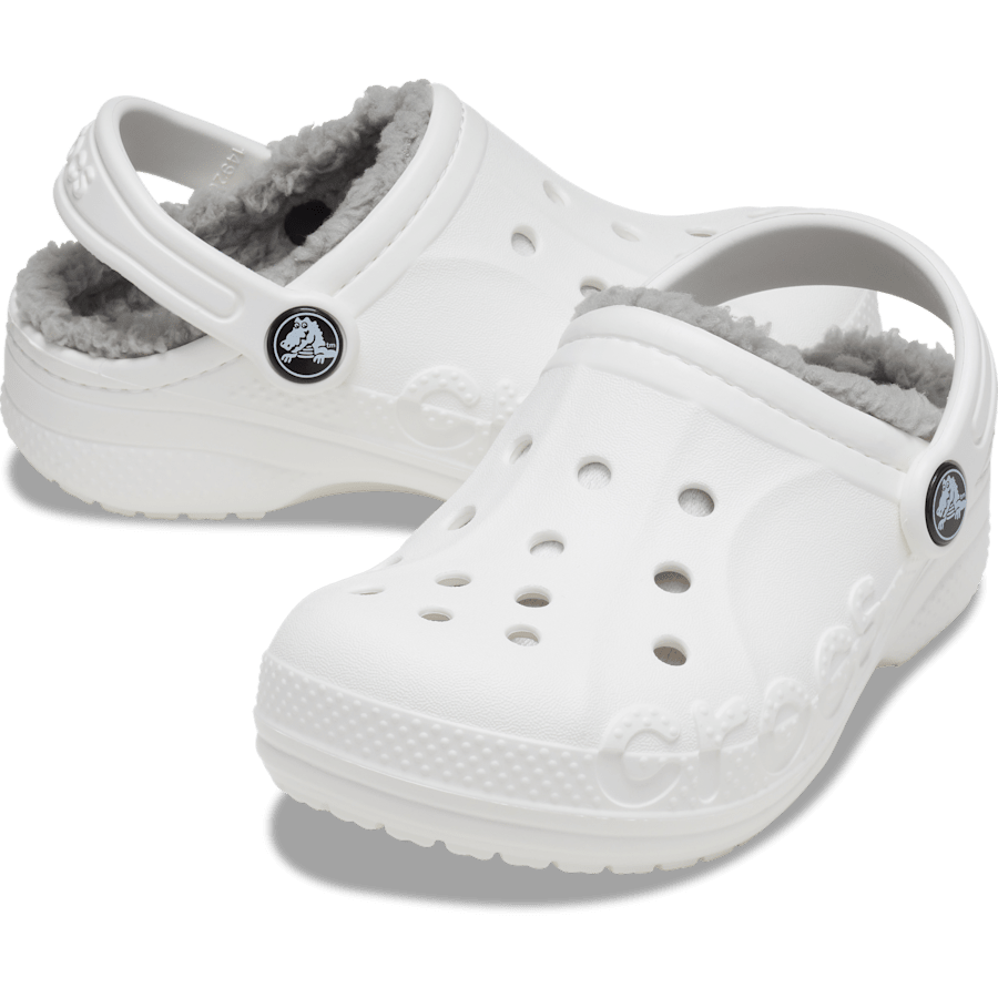 White / Light Grey Toddler Baya Lined Clog - Pair - Crocs