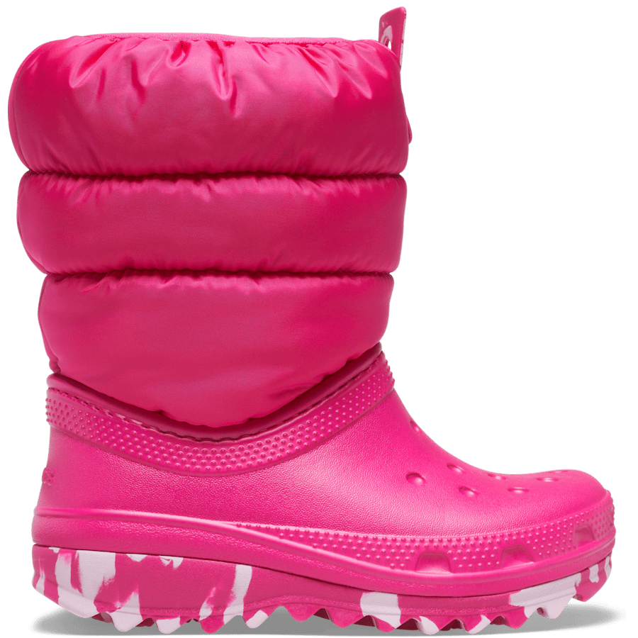 Candy Pink Kids' Classic Neo Puff Boot - Seitenansicht - Crocs
