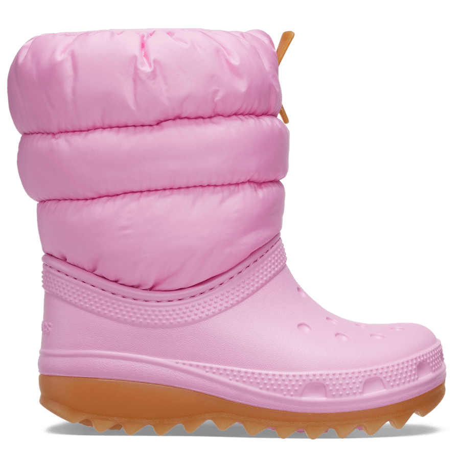 Pink Tweed / Gum Kids' Classic Neo Puff Boot - Side - Crocs
