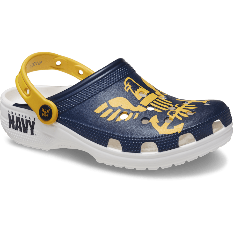 White / Multi Classic US Navy Clog - Angle - Crocs