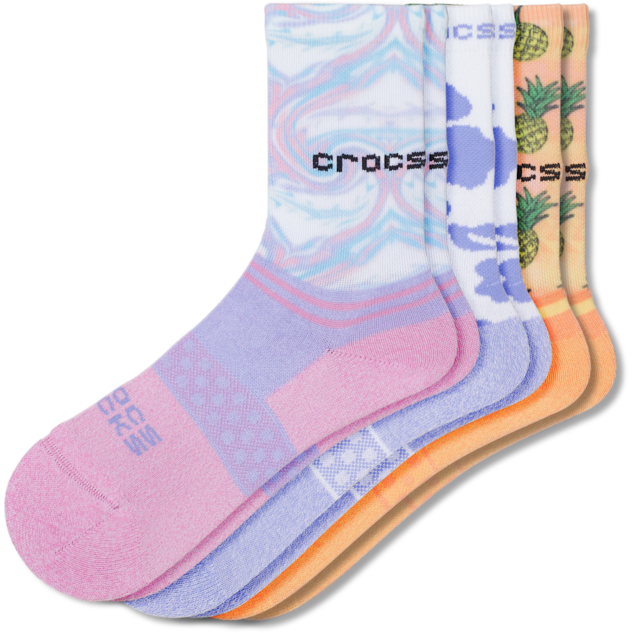 Crocs Socks Kid Crew Girl Pool Party 3 -Pack