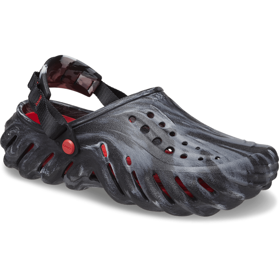 Black / Flame Echo Marbled Clog - Angle - Crocs