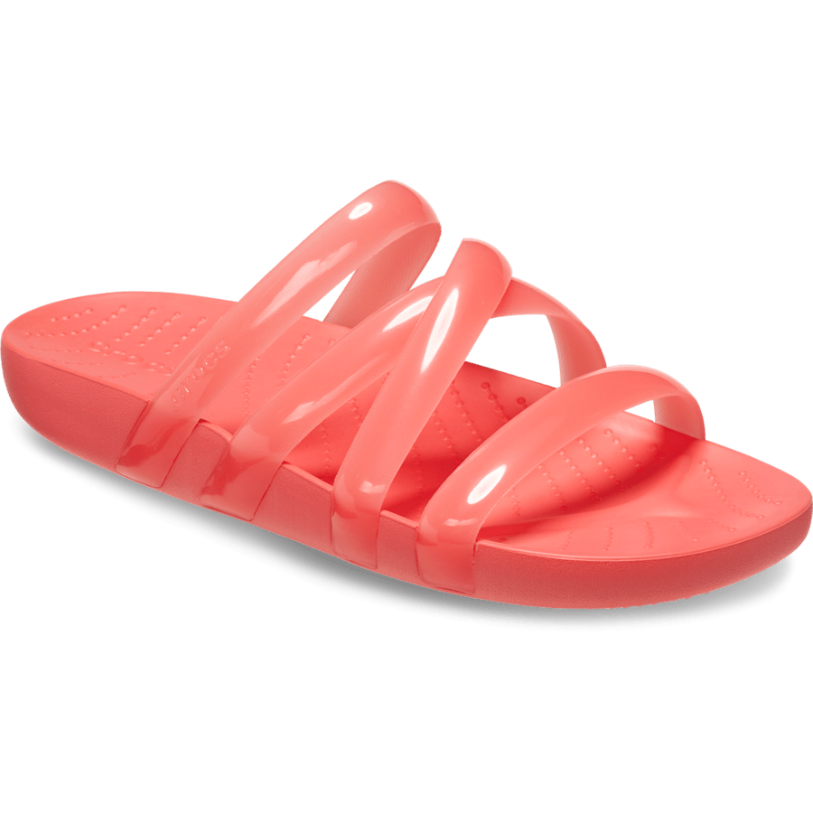 Neon Watermelon Crocs Splash Glossy Strappy Sandal - Angle - Crocs