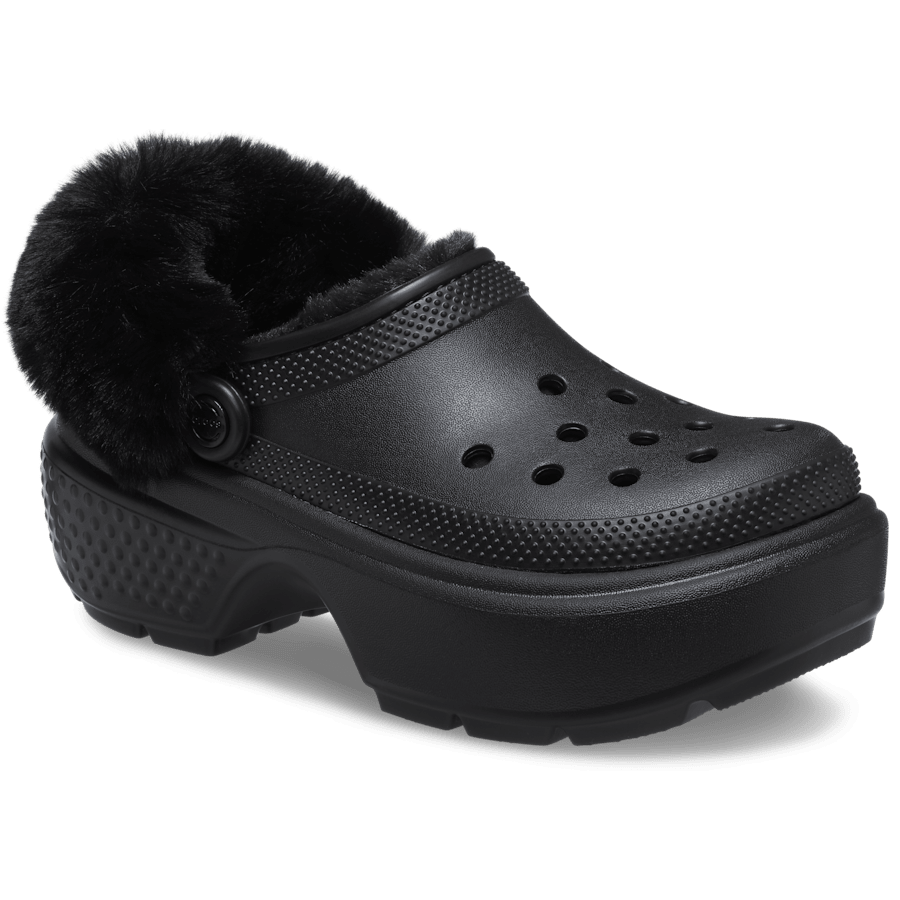 Black Stomp Lined Clog - Schrägsicht - Crocs