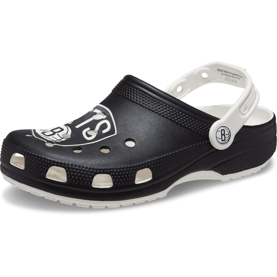 White / Black NBA™ Brooklyn Nets Classic Clog - Custom Angle - Crocs