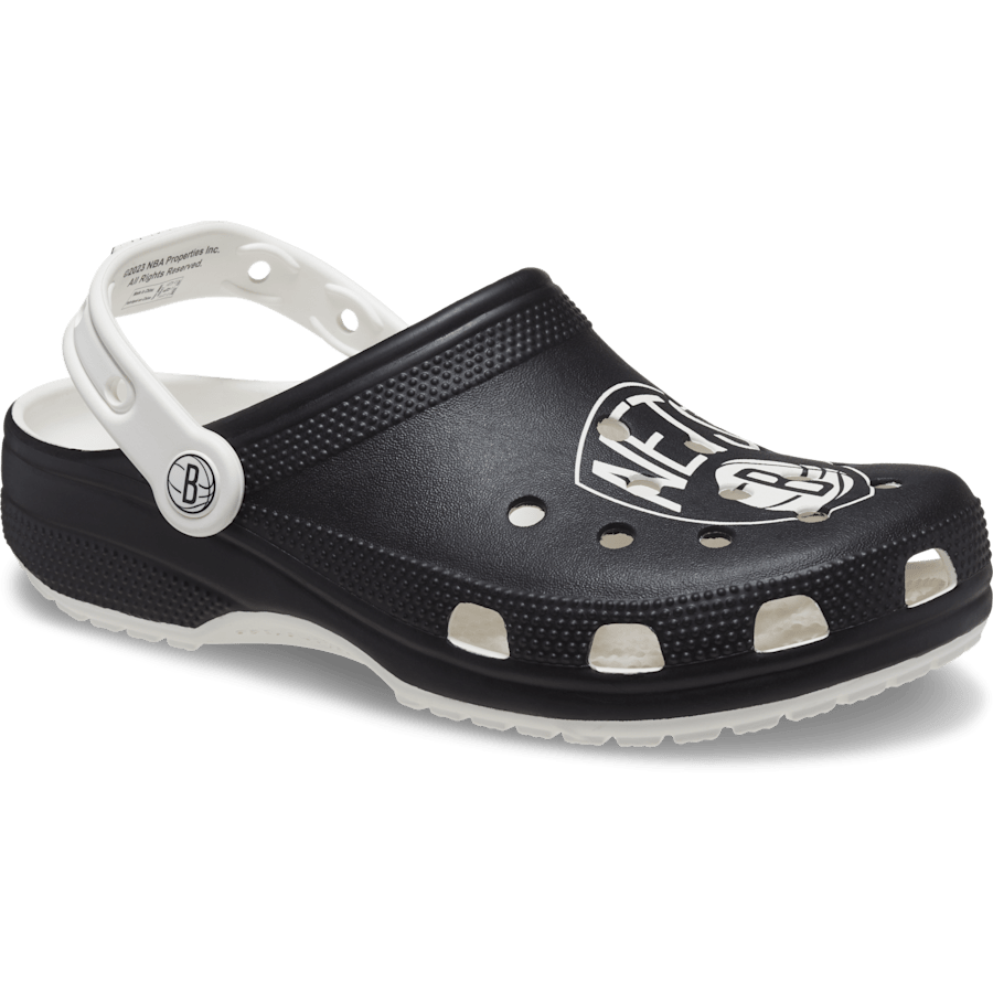 White / Black NBA™ Brooklyn Nets Classic Clog - Angle - Crocs