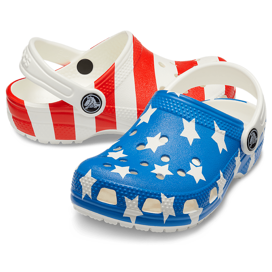 White / Multi Toddler Classic American Flag Clog - Pair - Crocs