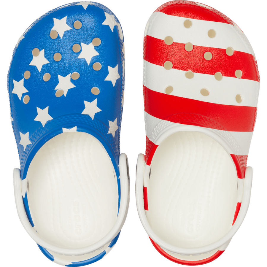 White / Multi Toddler Classic American Flag Clog - Top - Crocs