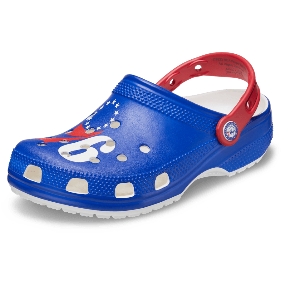 White NBA Philadelphia 76ers Classic Clog - Custom Angle - Crocs