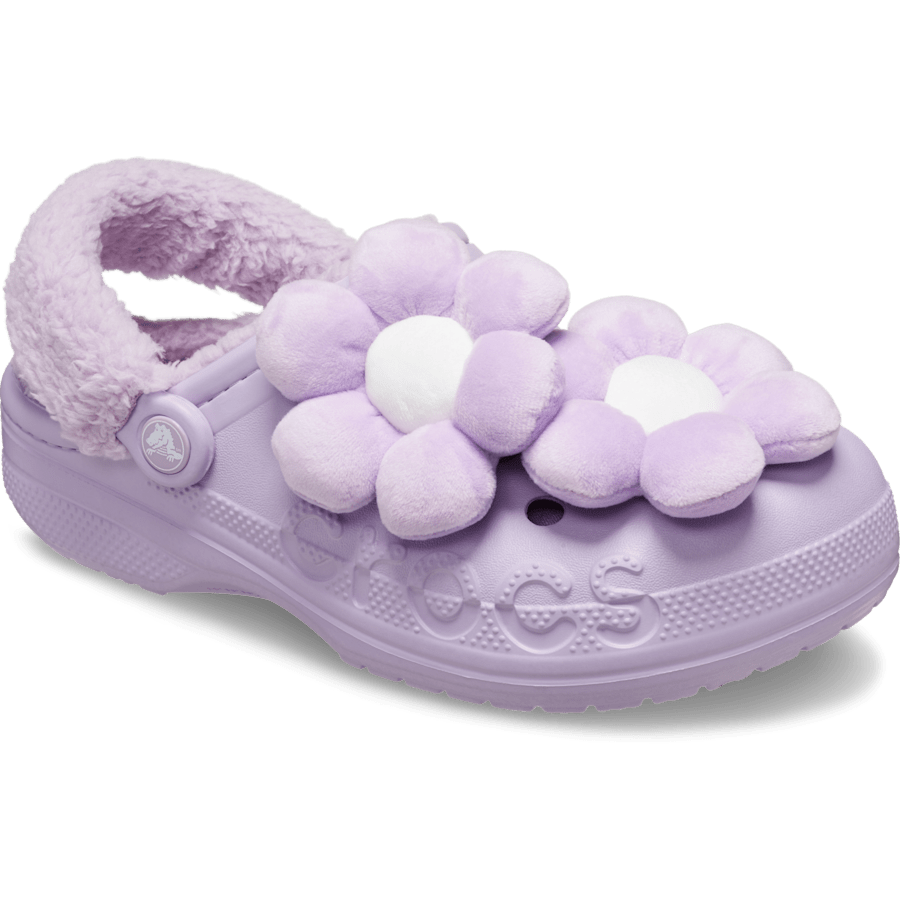Color Baya Lined Fuzz Strap Singles Day Clog - Angle - Crocs