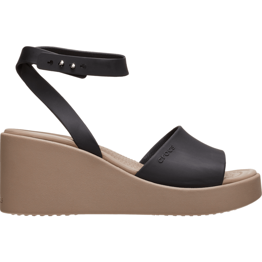 Black / Mushroom Brooklyn Ankle Strap Wedge - Side - Crocs