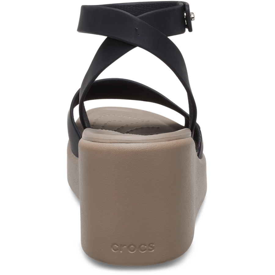 Black / Mushroom Brooklyn Ankle Strap Wedge - Back - Crocs