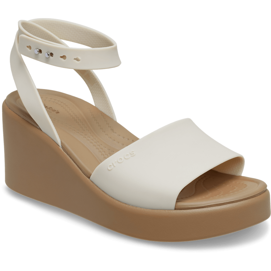 Sandstone / Sepia Brooklyn Ankle Strap Wedge - Angle - Crocs