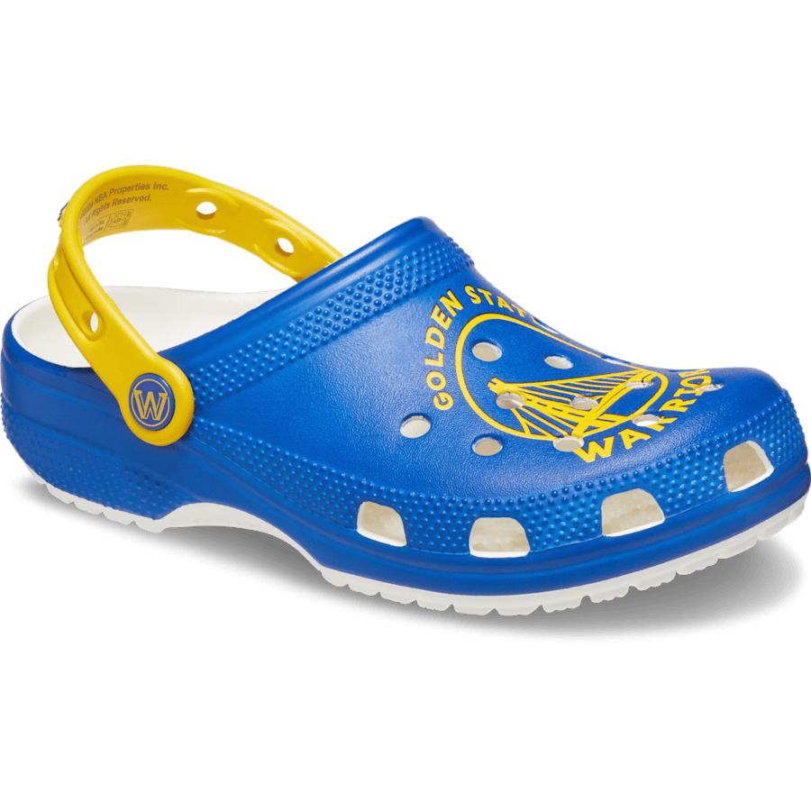 White NBA Golden State Warriors Classic Clog - Angle - Crocs