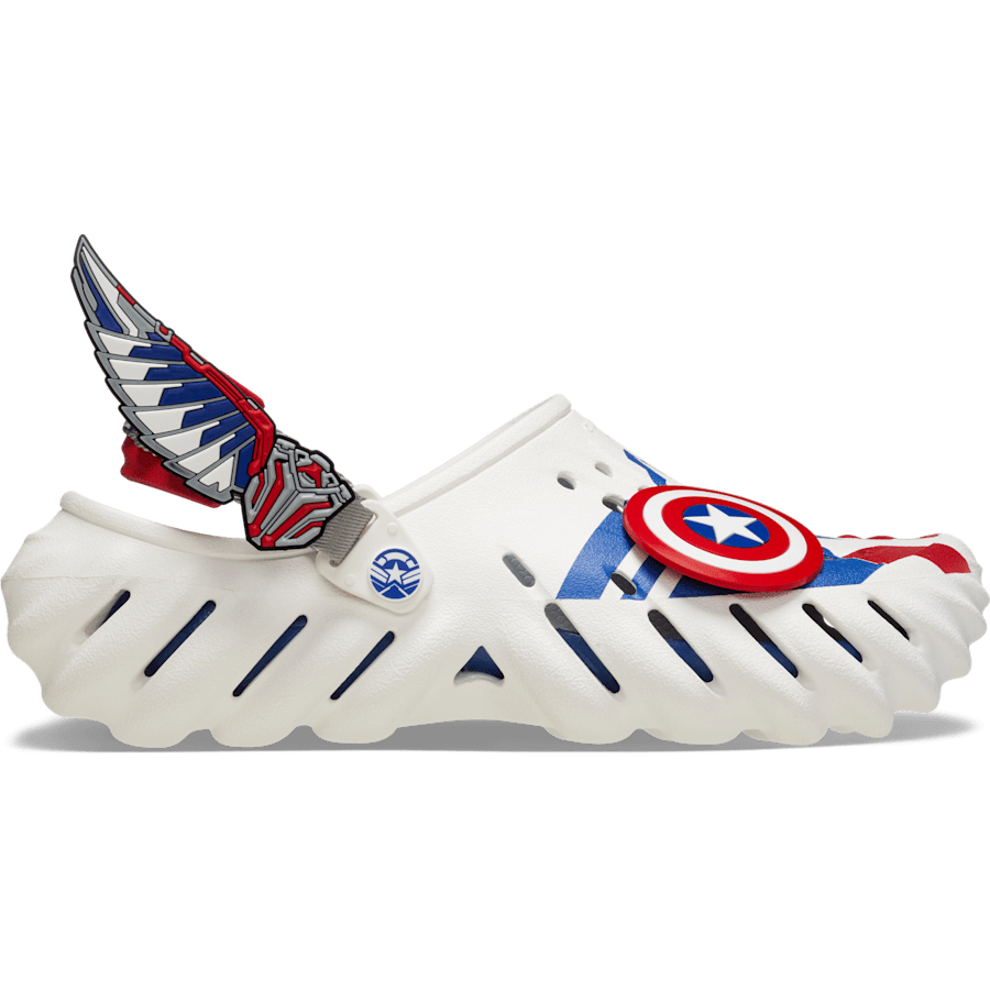 White Captain America Echo Clog - Side - Crocs