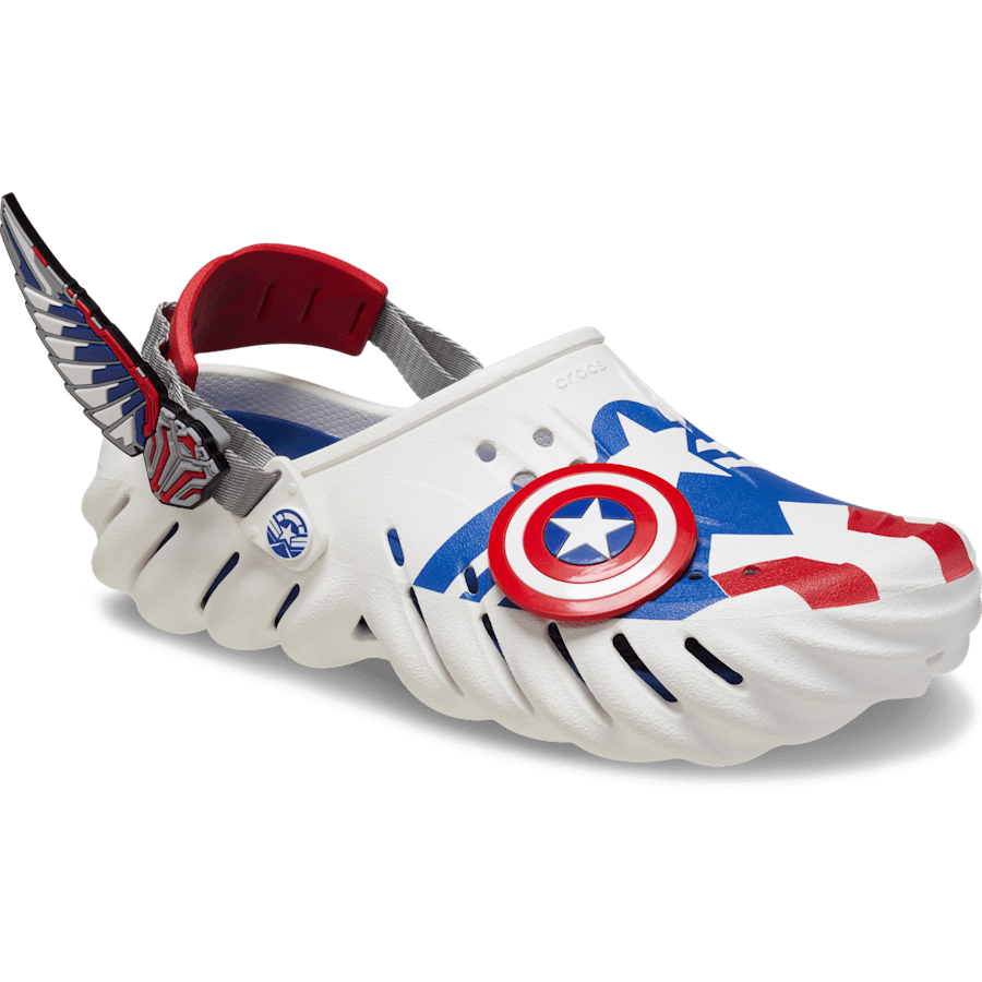 White Captain America Echo Clog - Angle - Crocs