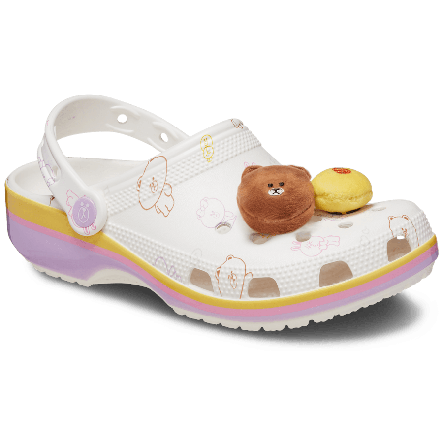 White LINE FRIENDS Classic Clog - Angle - Crocs