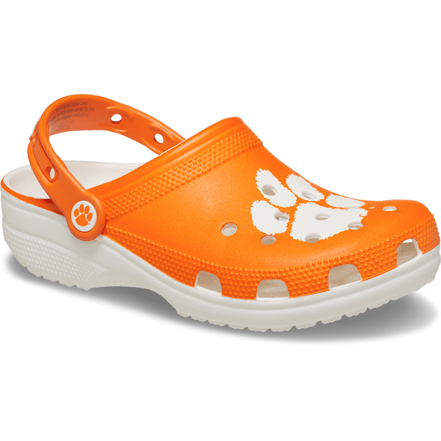 White Clemson Classic Clog - Angle - Crocs