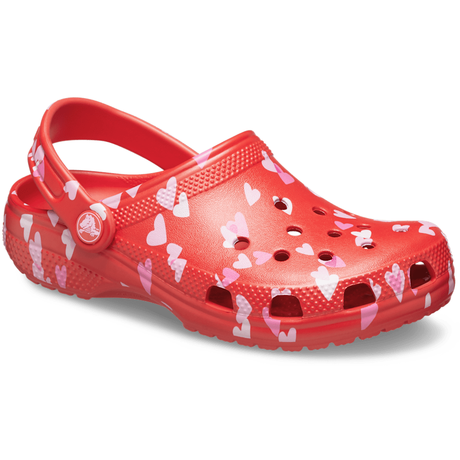 Cherry Red Kids’ Classic Valentine’s Day Clog - Angle - Crocs