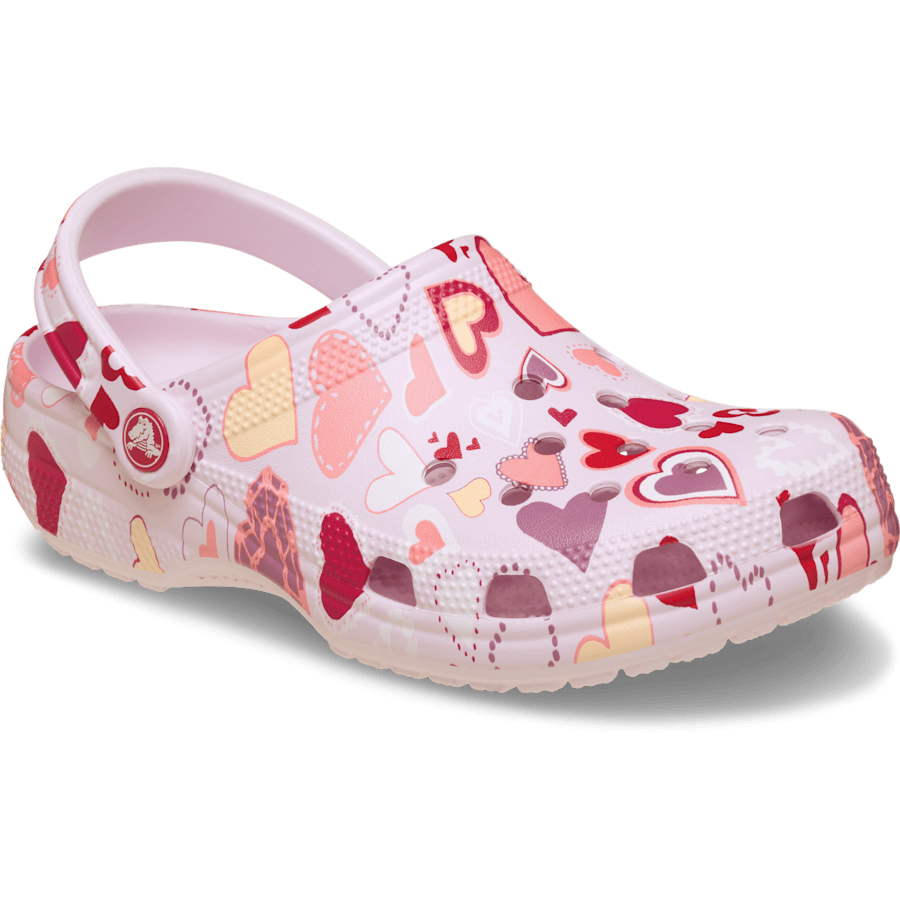 Pink Milk/Hearts Kids’ Classic Valentine’s Day Clog - Angle - Crocs