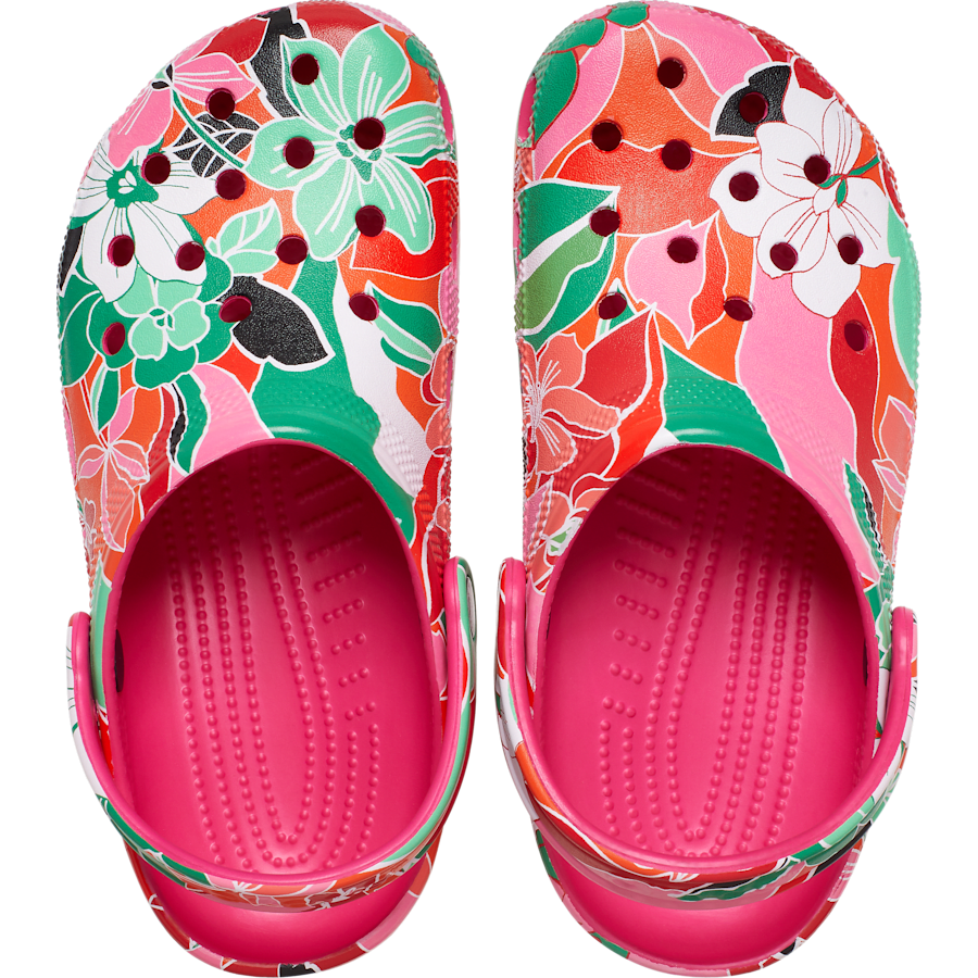 Dragon Fruit Classic Woodcut Floral Clog - Top - Crocs
