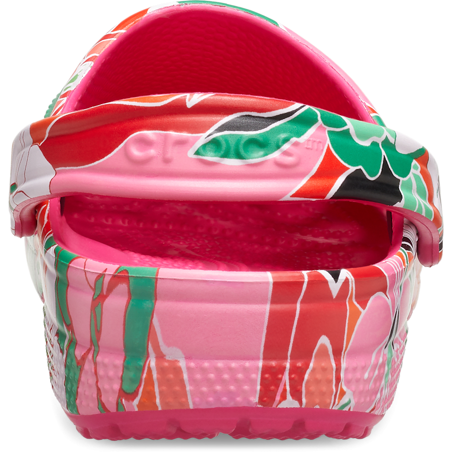 Dragon Fruit Classic Woodcut Floral Clog - Back - Crocs