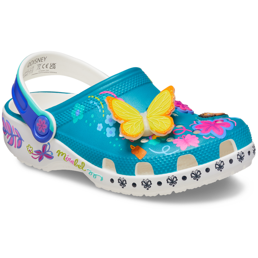 White Kids' Encanto Mirabel Classic Clog - Angle - Crocs