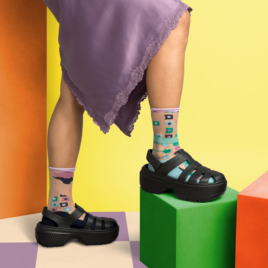 Black Stomp Fisherman Sandal - Custom Angle - Crocs