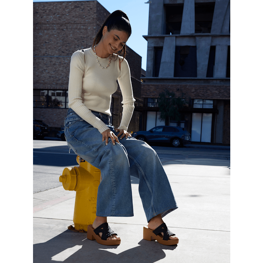 Black Brooklyn Woven Heel - Custom Angle - Crocs