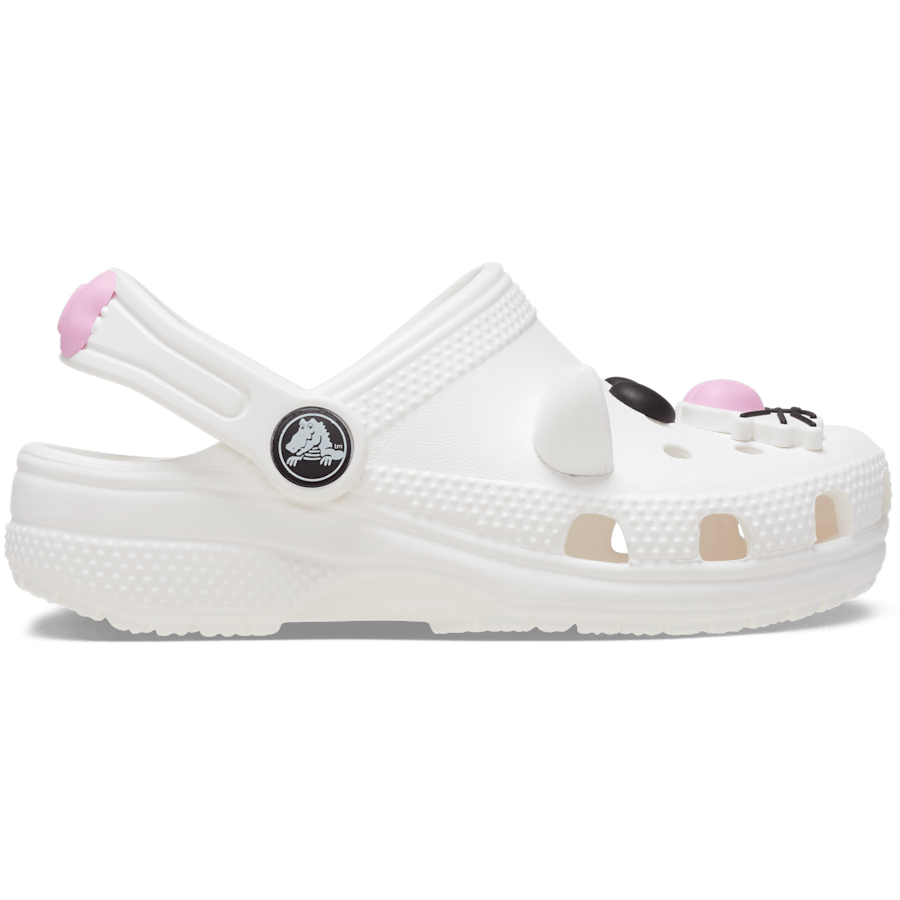 White / Pink Tweed Toddlers’ Classic I AM White Cat Clog - Side - Crocs
