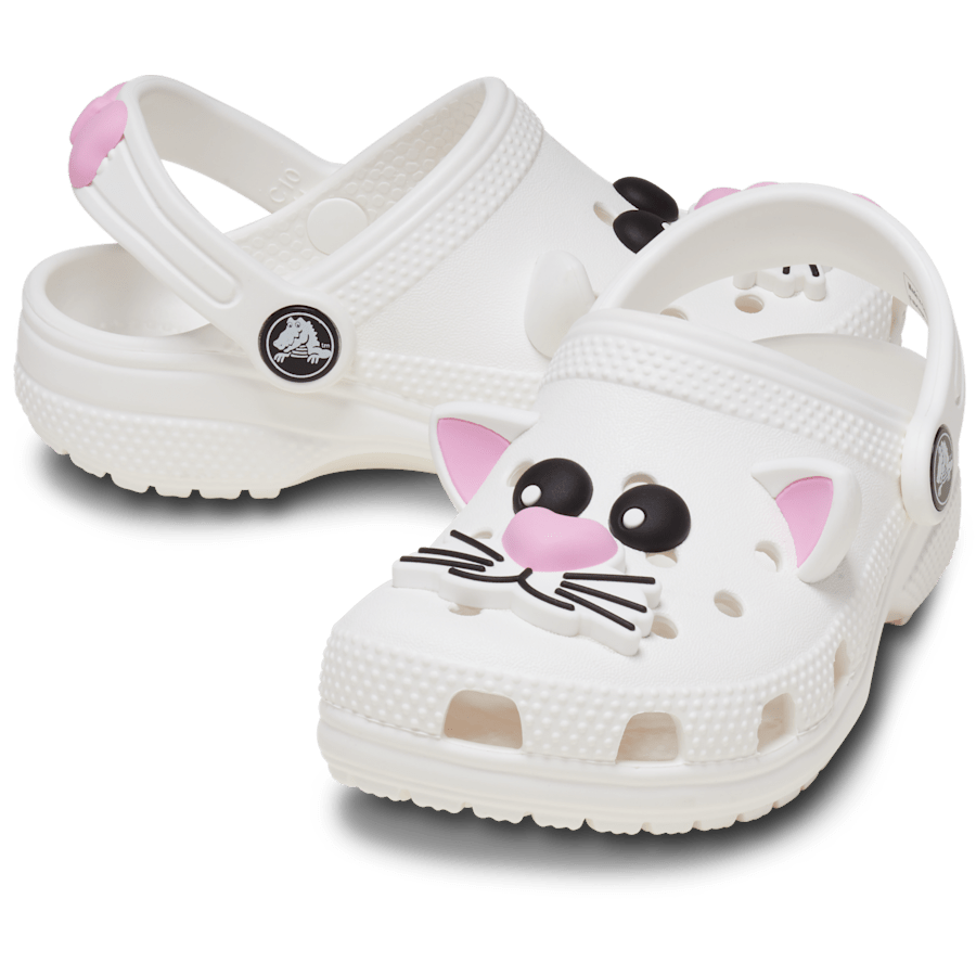 White / Pink Tweed Toddlers’ Classic I AM White Cat Clog - Pair - Crocs
