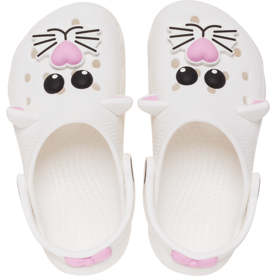 White / Pink Tweed Toddlers’ Classic I AM White Cat Clog - Top - Crocs