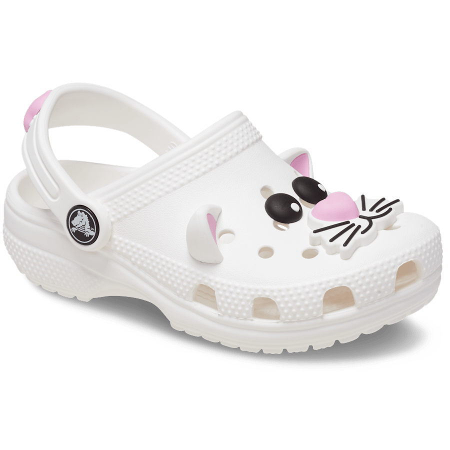 White / Pink Tweed Toddlers’ Classic I AM White Cat Clog - Angle - Crocs