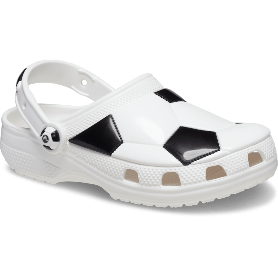 White / Black Toddler Classic Soccer Clog - Angle - Crocs