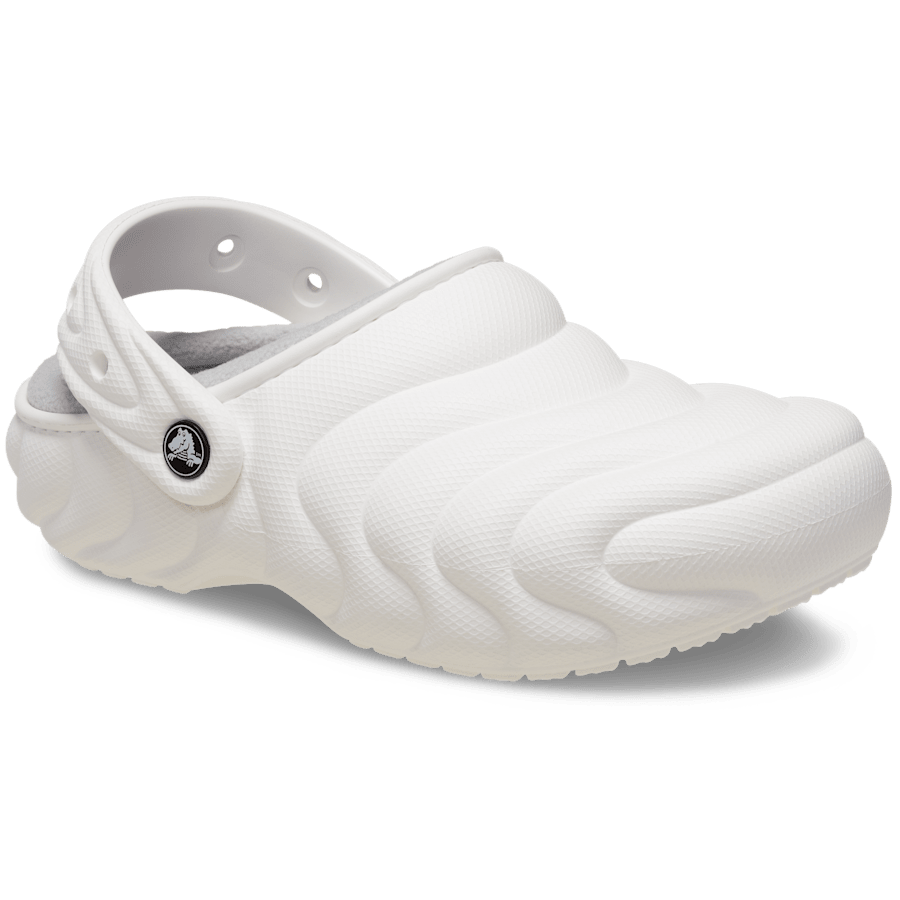 White Classic Lined Overpuff Clog - Angle - Crocs