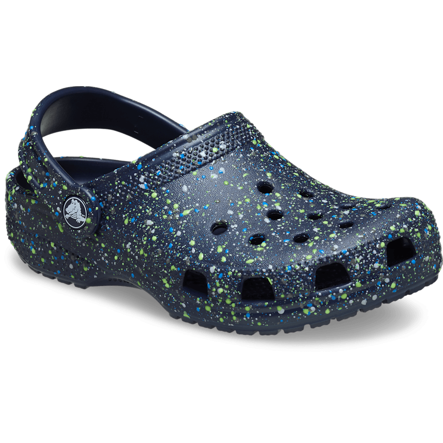 Bleu Marine / Multi Sabots classiques Éclaboussures de peinture pour enfants - Angle - Crocs