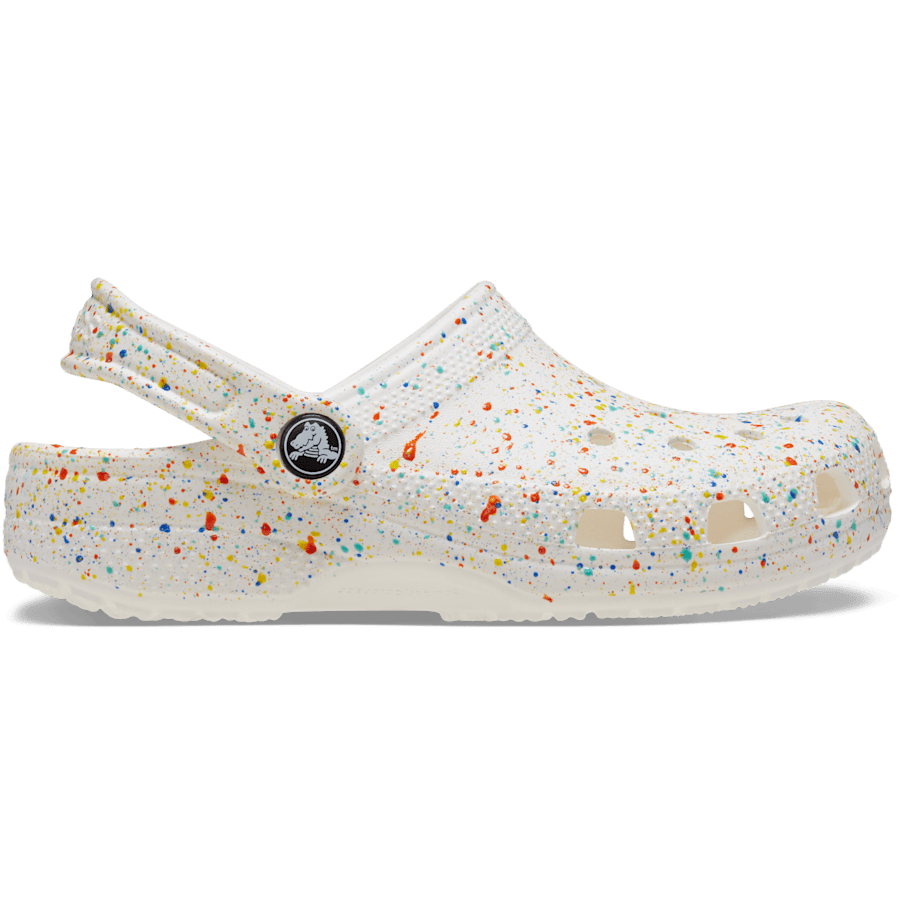 White / Multi Kids’ Classic Splatter Paint Clog - Side - Crocs