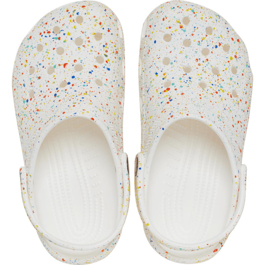White / Multi Kids’ Classic Splatter Paint Clog - Top - Crocs