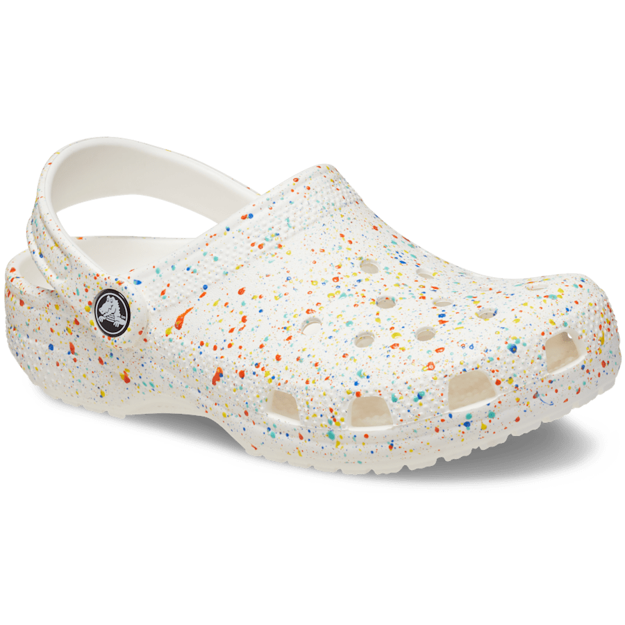 White / Multi Kids’ Classic Splatter Paint Clog - Angle - Crocs