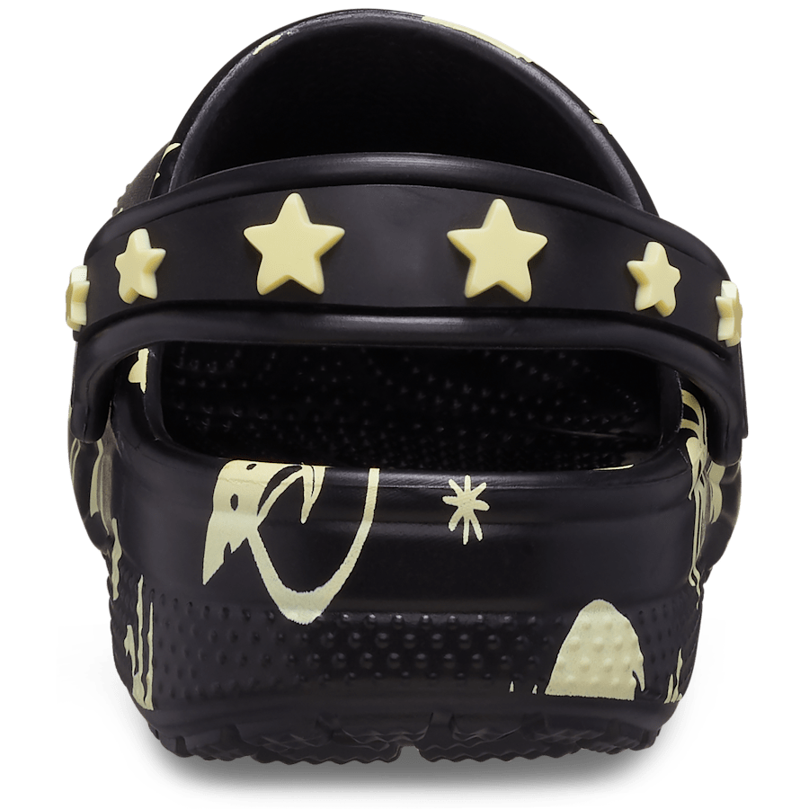 Black Toddler Classic Glow-In-the-Dark Space Clog - Back - Crocs