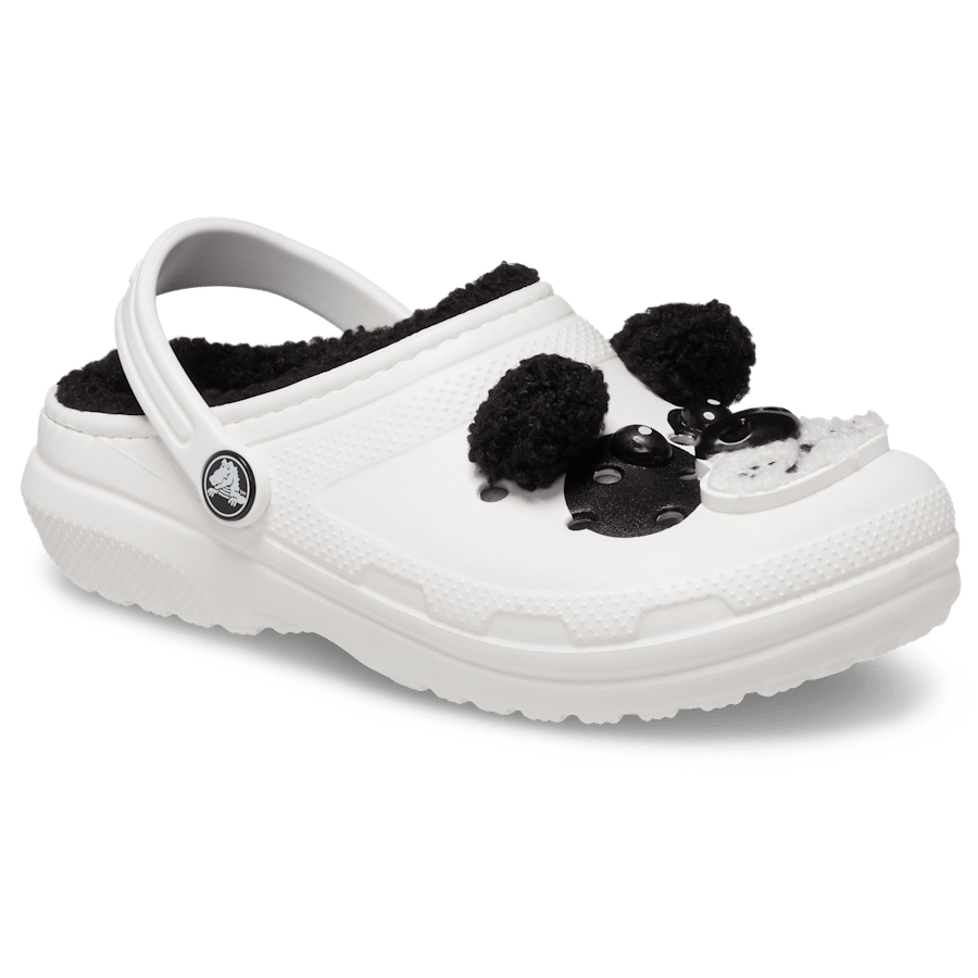 Chalk/Black Toddler Classic Lined I AM Panda Bear Clog - Angle - Crocs