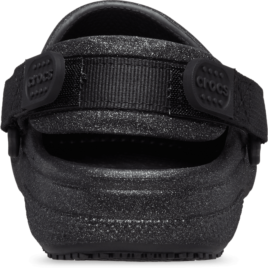 Black Glitter Classic Work Graphic Clog - Back - Crocs PFD