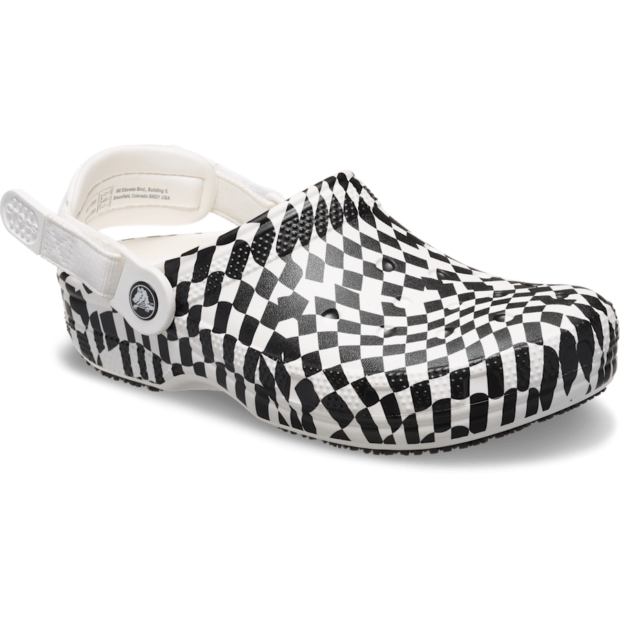White / Black Classic Work Graphic Clog - Angle - Crocs PFD