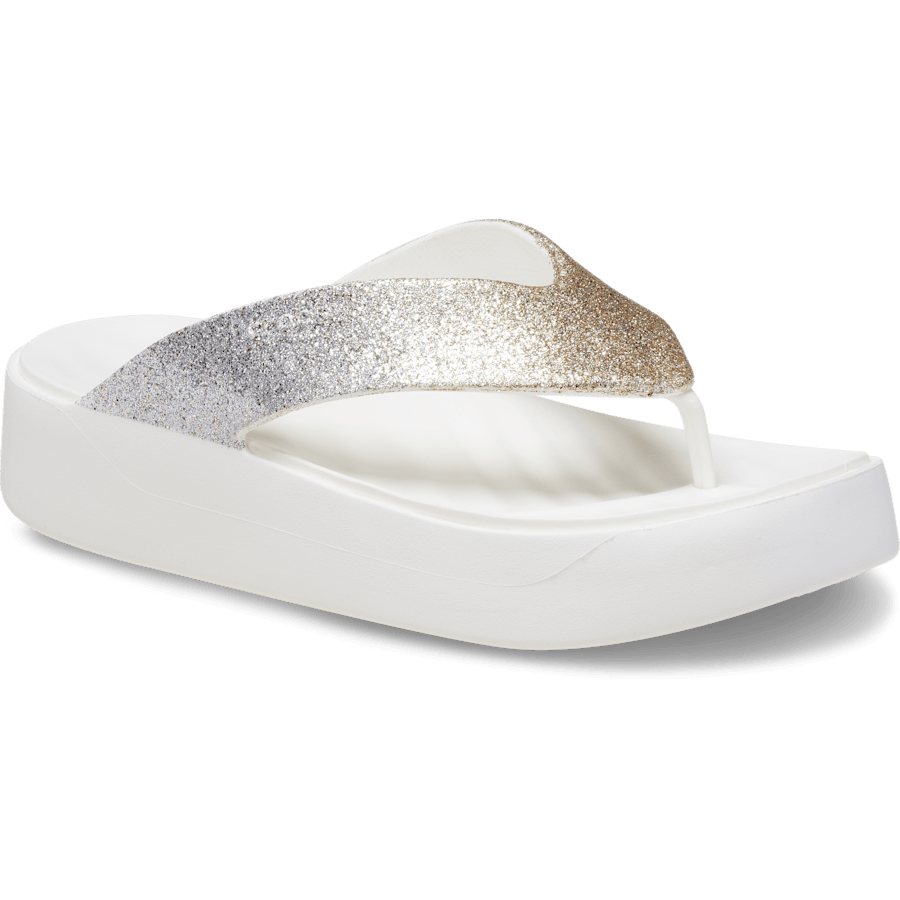 White Getaway Chunky Glitter Platform Flip - Angle - Crocs